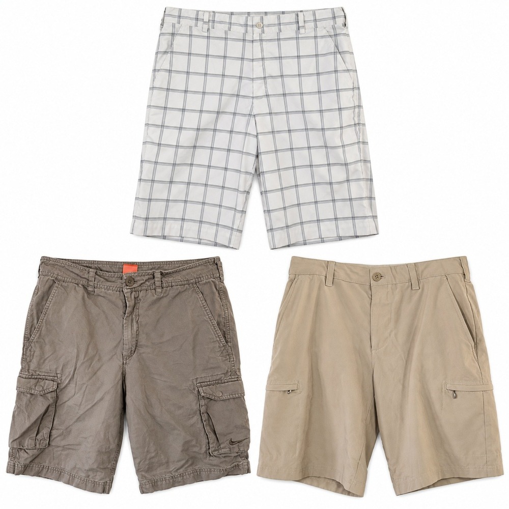 Nike Izod Lot of 3 Shorts Mens 32 Grey White Tan Athletic Cargo IZOD Golf Bundle